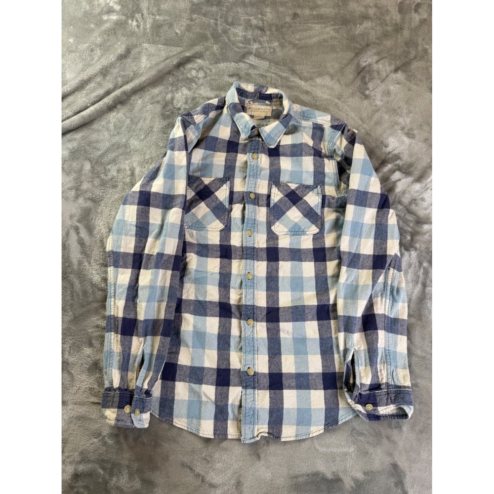 Denim & Supply Ralph Lauren Mens Button Up Shirt L Blue Plaid Long Sleeve